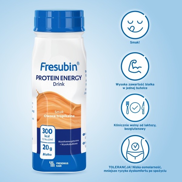 Fresubin Protein Energy Drink, płyn o smaku owoców tropikalnych, 4 x 200 ml