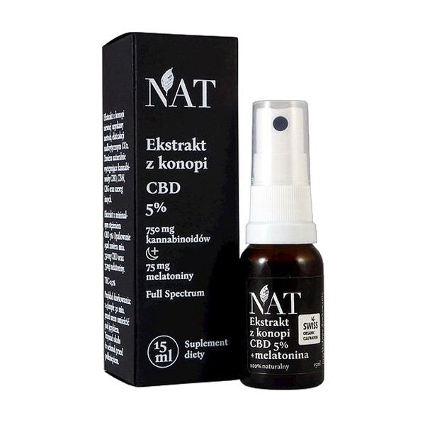 NAT Ekstrakt z Konopi CBD 5% + Melatonina, olej, 15 ml