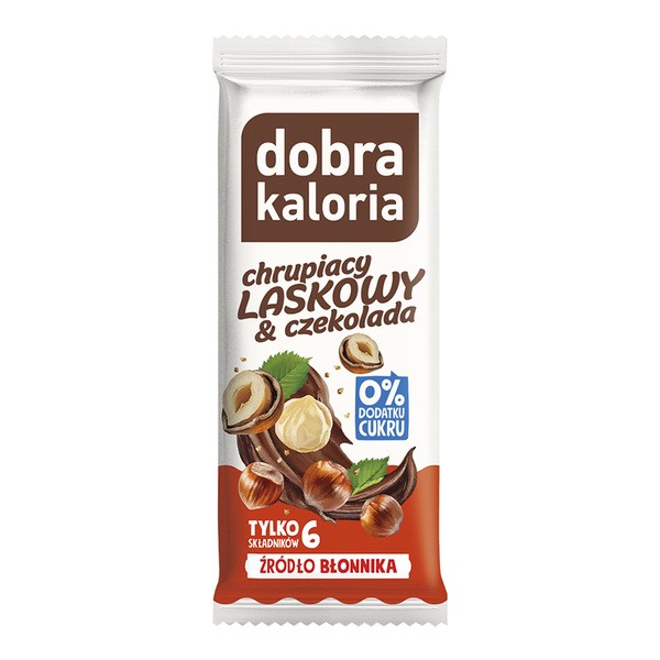 Dobra Kaloria, baton orzech laskowy i czekolada, 35 g