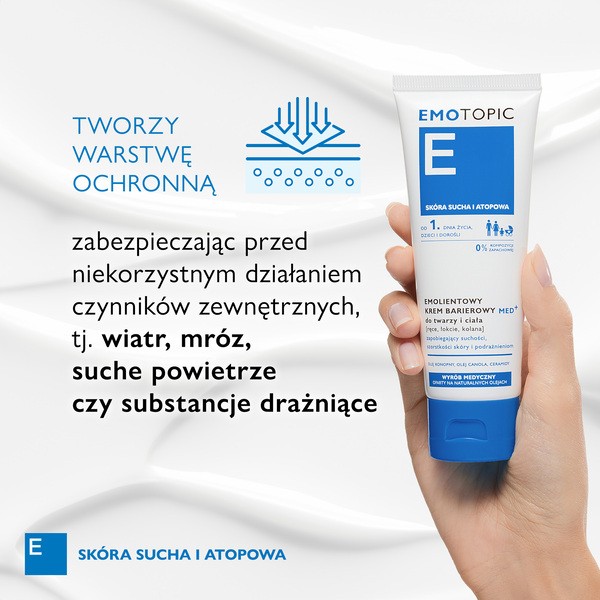Emotopic Med+, emolientowy krem barierowy do twarzy i ciała, do codziennego stosowania, 75 ml