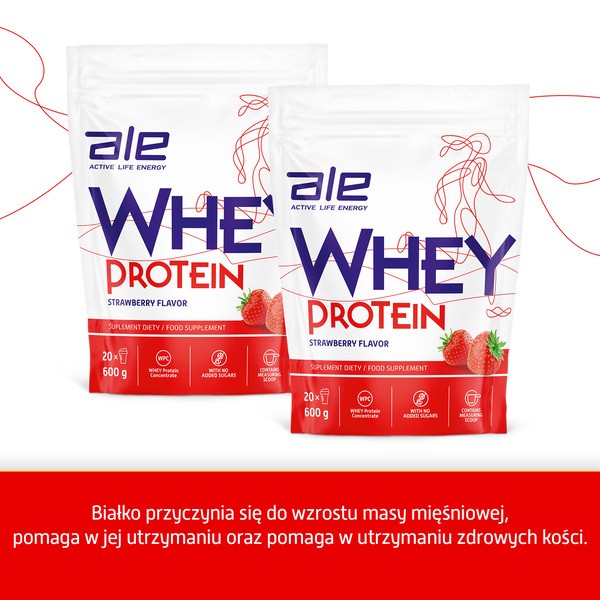 ALE Whey Protein Strawberry Flavor, proszek, 600 g