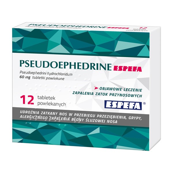 Pseudoephedrine Espefa, 60 mg, tabletki powlekane, 12 szt