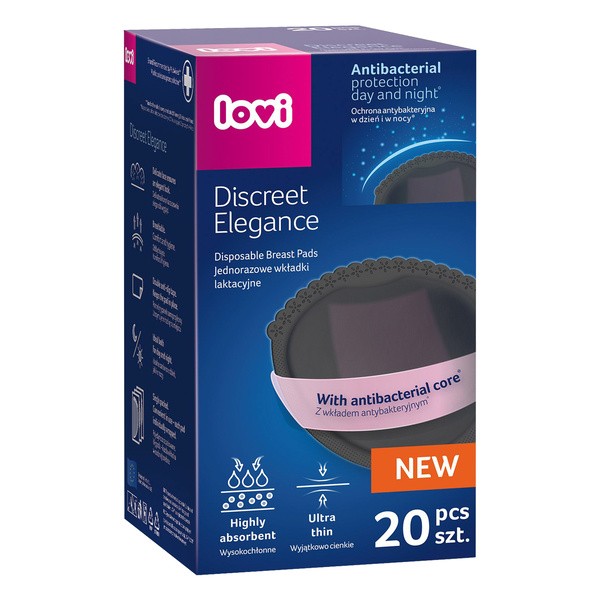 Canpol Lovi, Wkładki laktacyjne antybakteryjne Discreet Elegance, czarne, 20 szt.