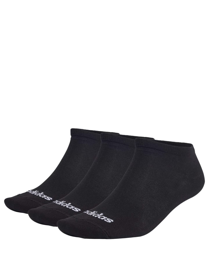 adidas Thin Linear Low-Cut - Socken 3 Paar (black/white, 46-48) in schwarz weiß günstig kaufen 46-48