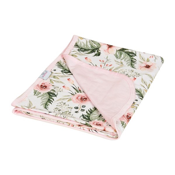 Babymatex, kocyk dwustronny bamboo 75x100 cm, różowy-róże, 1 szt.