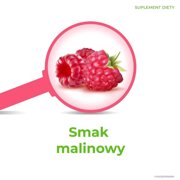 Cholinex Junior, pastylki do ssania, smak malinowy, 16 szt.