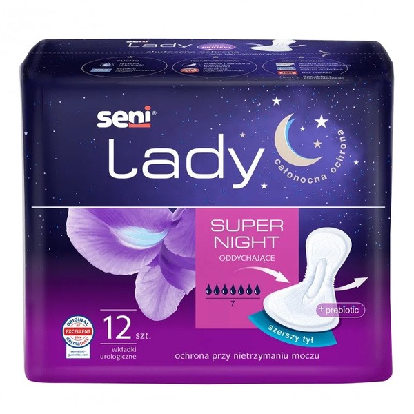 Seni Lady Night, wkładki urologiczne na noc, super, 12 szt.