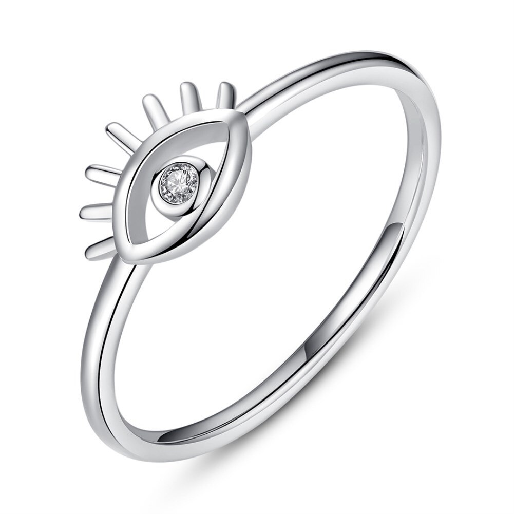 925 Sterling Silver Eyes Rings prosty koreanski Lucky Ring Finger z zawieszka z cyrkonia modne ladne bizuteria slubne prezenty zareczynowe