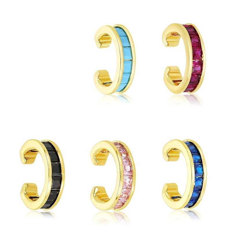 CANNER – Boucles d'oreilles géométriques rectangulaires en oxyde de zirconium, style « Ins » – Clips d'oreilles en argent sterling S925 – Joaillerie fine