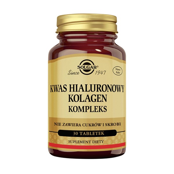 Solgar Kwas hialuronowy Kolagen Kompleks, 120 mg, tabletki, 30 szt.