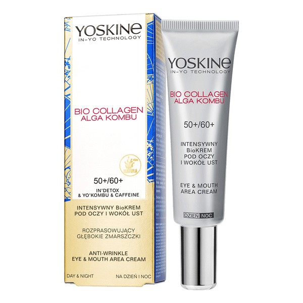 Yoskine Bio Collagen, Bio-Krem pod oczy i wokół ust 50+/60+, 15 ml