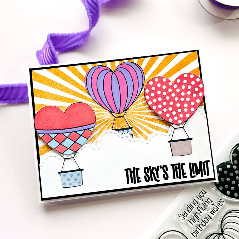 Heart Hot Air Balloon Phrases Clear Stamp Set 8 Stamps