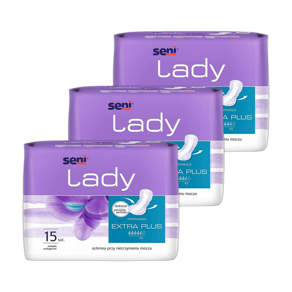 Zestaw 3 x Seni Lady, wkładki urologiczne, extra plus, 15 szt.