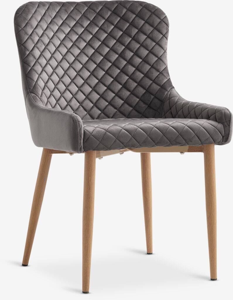 PEBRINGE Spisebordsstol i fløjlsgrå/eg