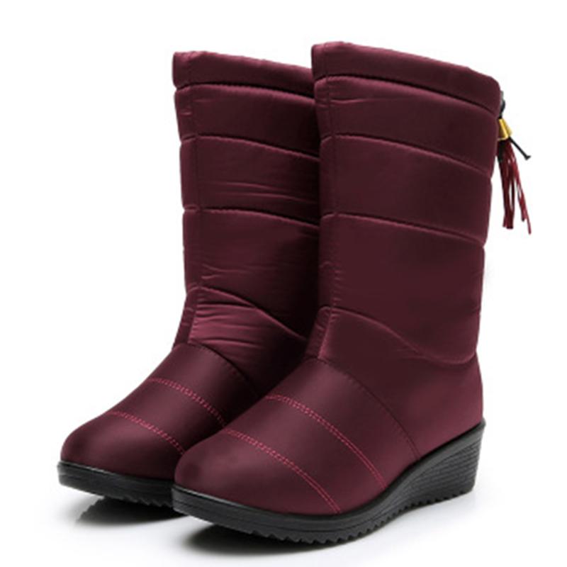 Buty damskie zimowe do połowy łydki, wodoodporne, śniegowce, koturny, ciepłe, futrzane, buty damskie, obuwie damskie, chaussures femme