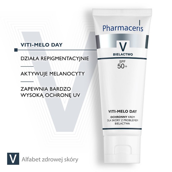 Pharmaceris V Viti-Melo Day, ochronny krem dla skóry z problemem bielactwa, do twarzy i ciała, SPF 50+, 75 ml