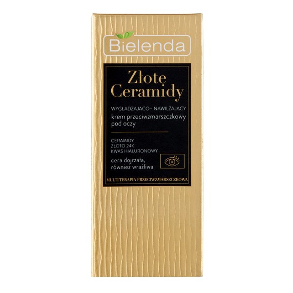 Bielenda Złote Ceramidy, wygładzająco-nawilżający krem przeciwzmarszczkowy pod oczy, 15 ml