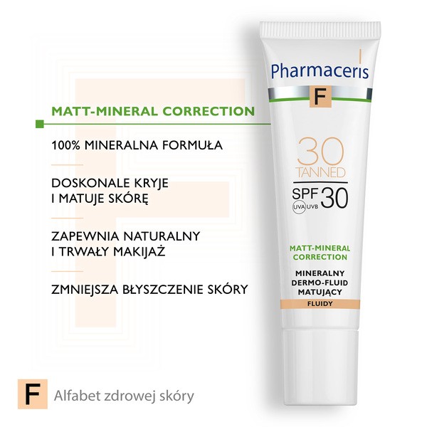 Pharmaceris F, mineralny dermo-fluid matujący SPF 30, 30 Tanned, 30 ml