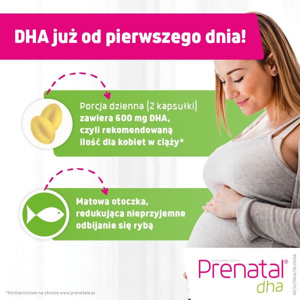 Prenatal DHA, w ciąży i podczas karmienia piersią (kwasy omega-3: DHA + EPA), kapsułki, 30 szt.