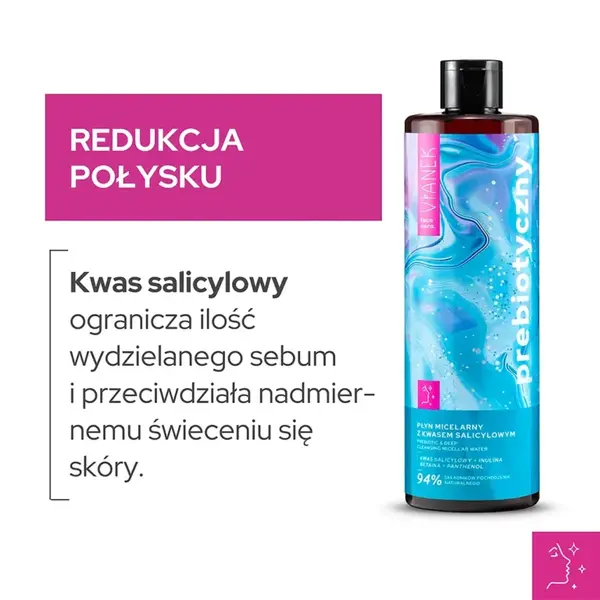Vianek, prebiotyczny płyn micelarny z kwasem salicylowym, 400 ml