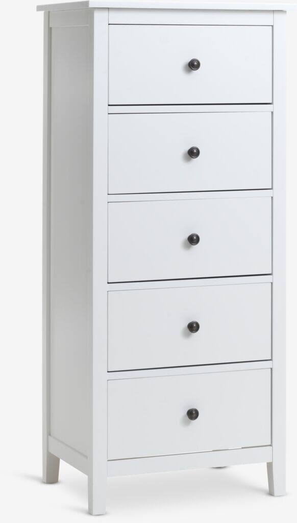 NORDBY Kommode NORDBY, 5 skuffer, Hvid