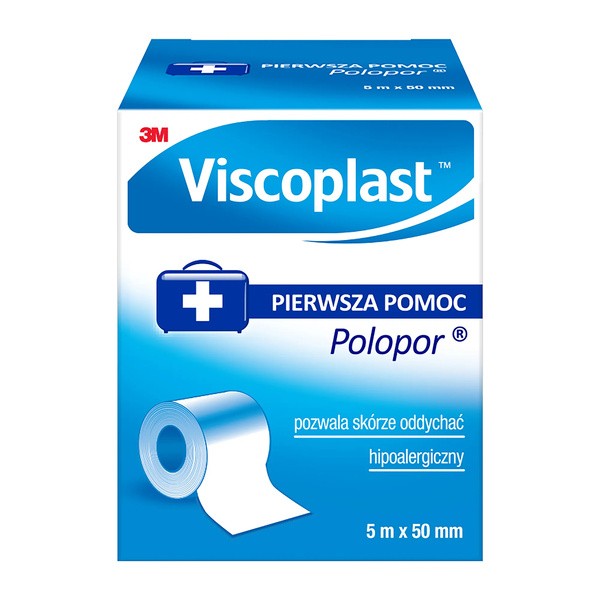 Viscoplast Polopor, przylepiec włókninowy, 5 m x 50 mm, 1 rolka