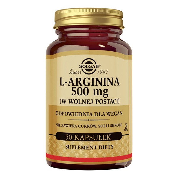 Solgar L-Arginina 500 mg, kapsułki, 50 szt.