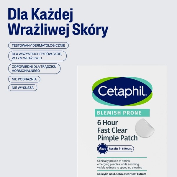 Cetaphil, 6 Hour Fast Clear Pimple Patch, plastry na wypryski, 24 szt.