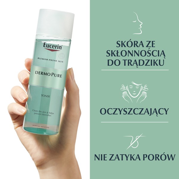 Eucerin DermoPure, tonik do twarzy dla skóry tłustej i trądzikowej, 200 ml
