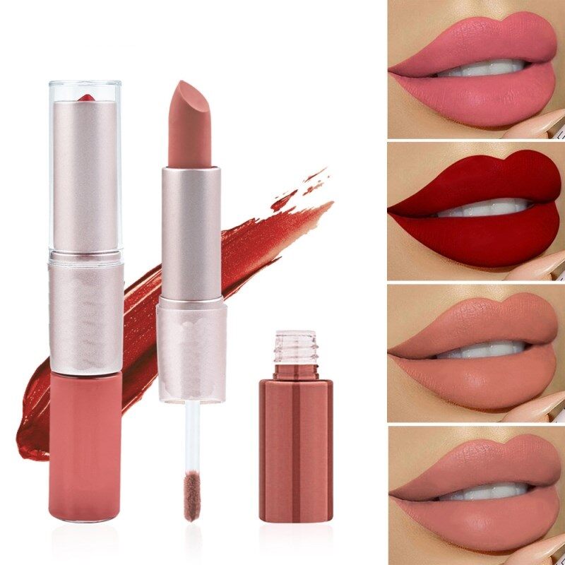 Lucidalabbra opaco 2 in 1, rossetto a doppia punta, pasta opaca a lunga durata, stick multifunzione per il trucco delle labbra, cosmetici TSLM1