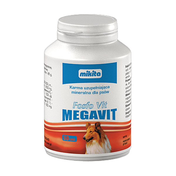 Mikita Fosfo Vit megavit, karma uzupełniająca mineralna dla psów, tabletki, 50 szt.