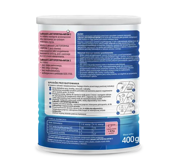 Laktowit Laktoferyna+MFGM 2, mleko następne po 6. miesiącu życia, 400 g