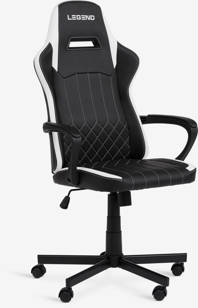 LERBJERG LERBJERG gamingstol, sort og hvid imiteret læder
