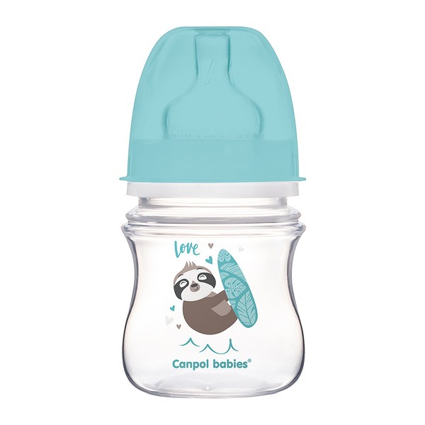 Canpol Easy Start Toys, butelka szerokootworowa, antykolkowa, niebieska, 120 ml