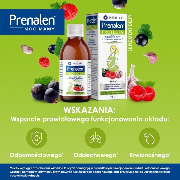 Prenalen Protecta Suplement diety z czosnkiem, witaminą C i cynkiem, płyn, 115 ml