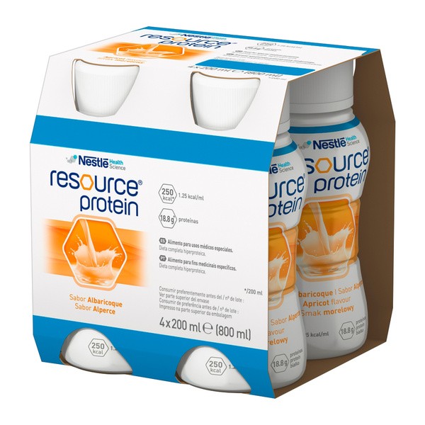 Zestaw 4 x Resource Protein, płyn, smak morelowy, 4 x 200 ml