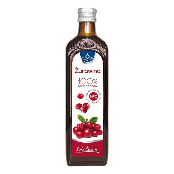 Oleofarm, Żurawina, 100% sok z owoców żurawiny, 490 ml