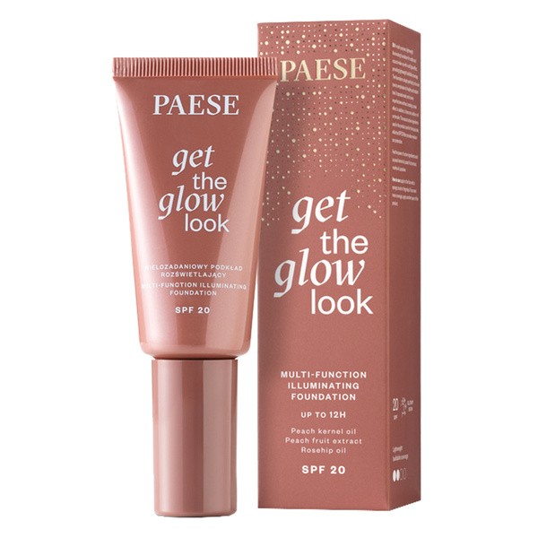 Paese Get The Glow Look, podkład rozświetlający, 4W Medium Beige, 30 ml