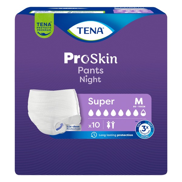 Tena Pants ProSkin Super Night, majtki chłonne, rozmiar M, 10 szt.