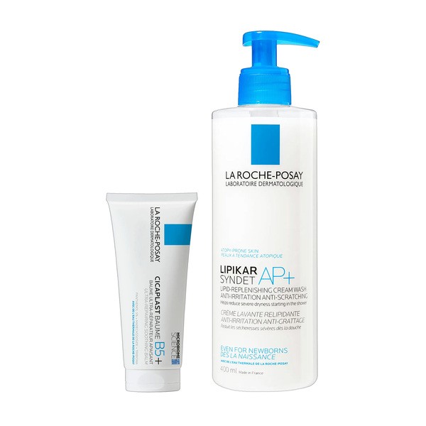 Zestaw La Roche-Posay, Lipikar Syndet AP+, krem myjący uzupełniający poziom lipidów, przeciw podrażnieniom skóry, 400 ml + Cicaplast Baume B5+, balsam kojący do twarzy i ciała, 100 ml