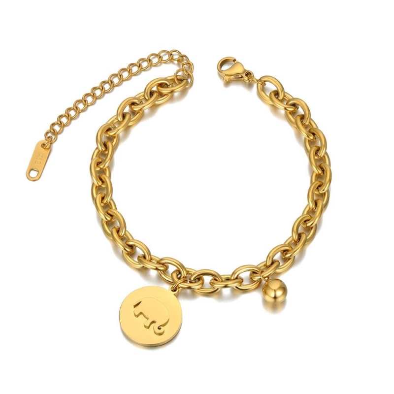 tytanowa stal nierdzewna Bohemia lancuszek plazowy i Link bransoletki dla kobiet dziewczyna Trendy slon i pilka Charm bransoletka B20118