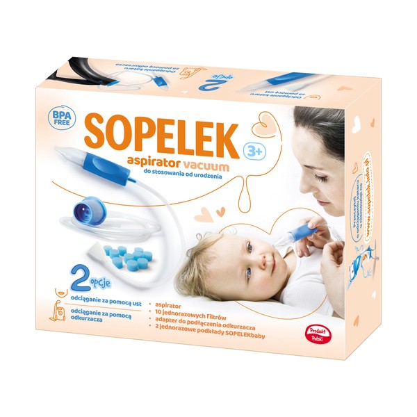 Sopelek 3+, aspirator usuwający wydzielinę z nosa, vaccum, 1 szt.