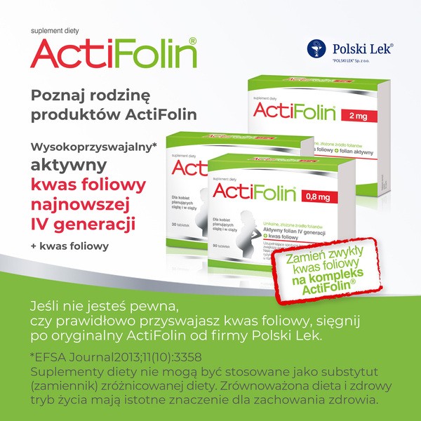 ActiFolin, 0,8 mg, tabletki powlekane, 30 szt.