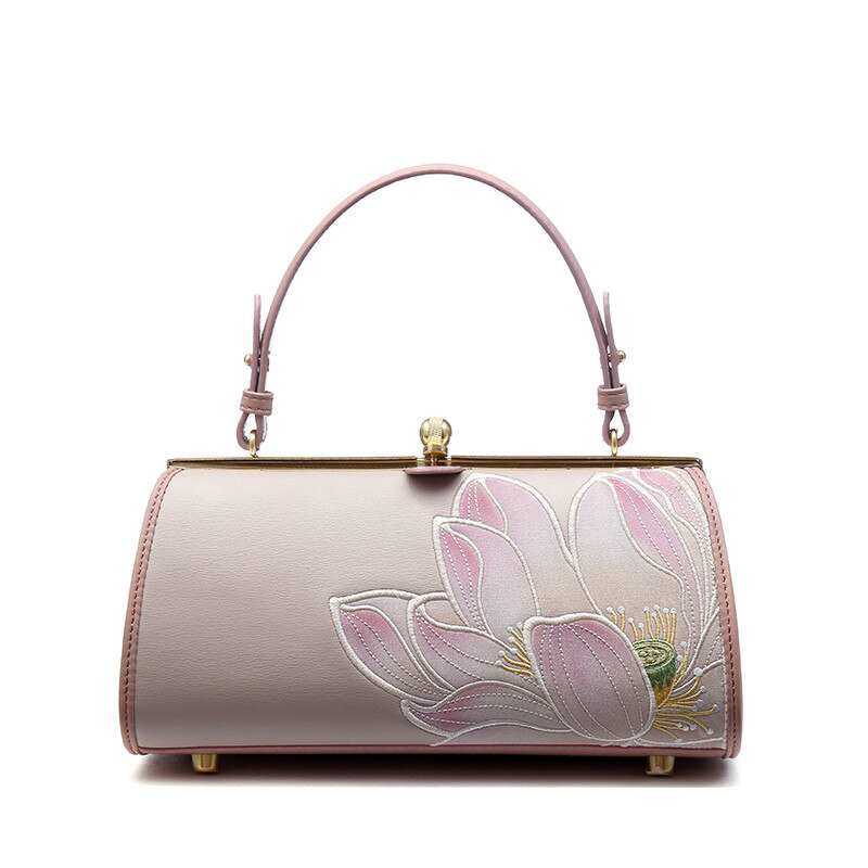 Sac à main femme en cuir brodé de lotus, bandoulière chaîne, mini sac bandoulière élégant 2021