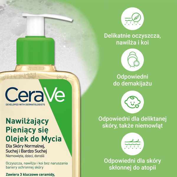 CeraVe, nawilżający pieniący się olejek do mycia, 236 ml