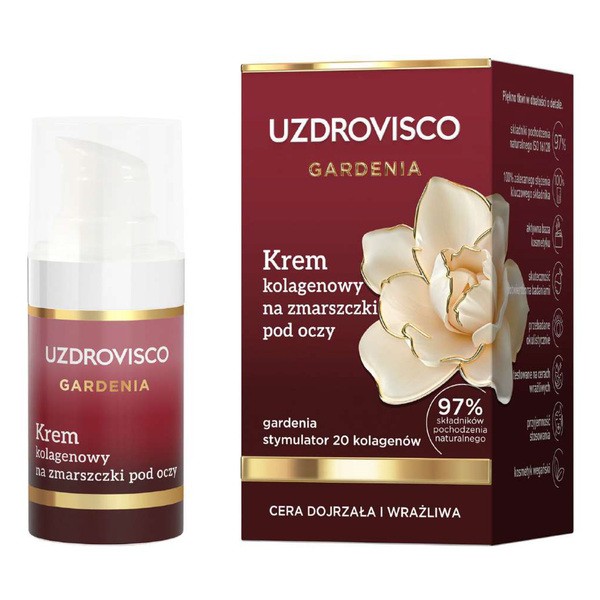 Uzdrovisco Gardenia, krem kolagenowy na zmarszczki pod oczy, 15 ml