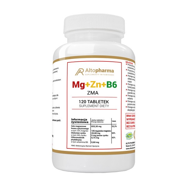 Mg + Zn + B6 ZMA, tabletki, 120 szt.