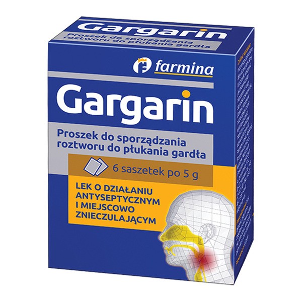 Gargarin, proszek w saszetkach do sporządzenia roztworu do płukania gardła, 5 g, 6 szt.