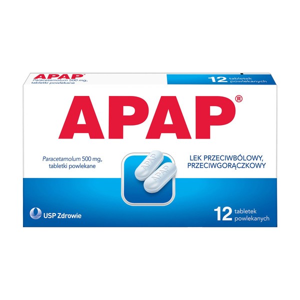 Apap, 500 mg, tabletki powlekane, 12 szt.