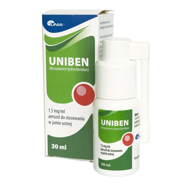 Uniben, 1,5 mg/ml, aerozol do stosowania w jamie ustnej, 30 ml